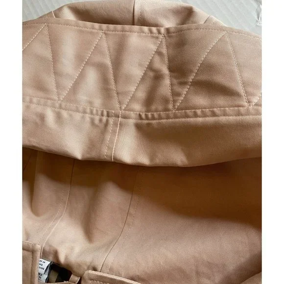 Burberry Women’s Hooded Pink Trench Lined Coat Belted Cotton US 8 Quiet Luxury - Picture 16 of 16